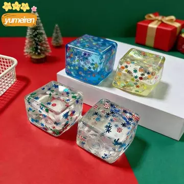 YUMEIREN Maltose Ice Cube Bóp Đồ Chơi, Đồ Chơi Khối Pinch Mềm Giải Nén, Mới Lạ Tăng Chậm 5cm Giảm Căng Thẳng Trong Suốt Đồ Chơi Giáng Sinh Giáng Sinh