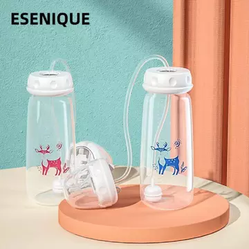 Bình sữa rảnh tay ESENIQUE, Bộ bình sữa cổ bình 8oz / 240ml, sáng tạo với cọ hút Bình trữ sữa bóng trọng lực tự ăn cho bé từ 3 tháng tuổi trở lên