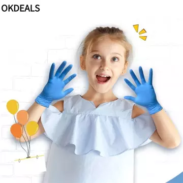 OKDEALS 5 Đôi Găng Tay Nitrile Dùng Một Lần, Găng Tay Dịch Vụ Thực Phẩm Trẻ Em Đa Năng, Tranh Thủ Công Làm Vườn Găng Tay Nấu Ăn Vệ Sinh Gia Đình