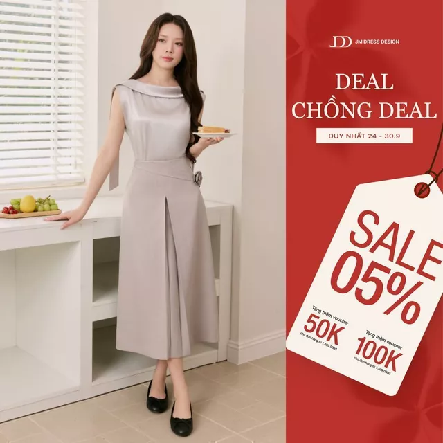 Chân Váy Dài Ly Chụm Cài Hoa Eo 4L07.2604. Chân Váy Midi A-Line Quấn Chéo Thanh Lịch Nữ Tính Thanh Lịch Thiết Kế Bởi JM