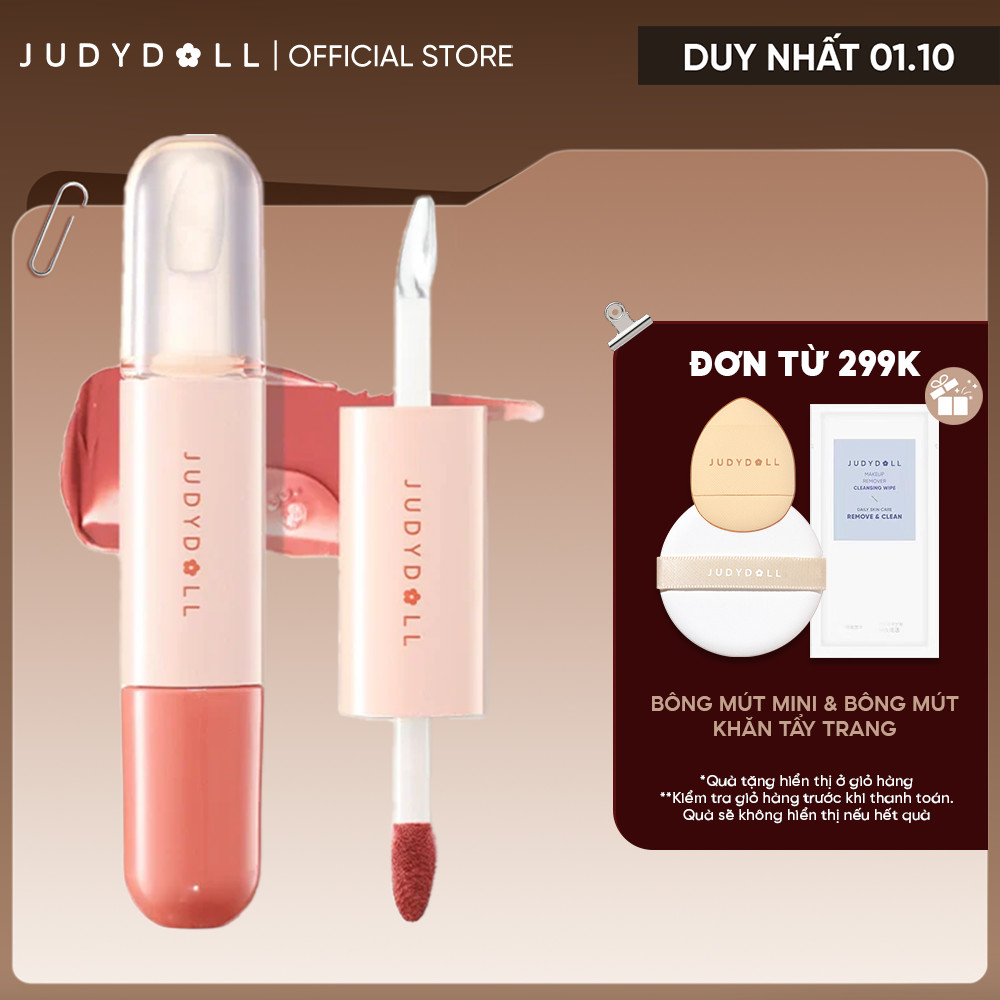 Son Bóng JUDYDOLL 2 Đầu Bóng - Lì Kết Hợp Tráng Gương Dưỡng Ẩm Lấp Lánh Lâu Trôi Mềm Mịn Tint Lì 8 Tiếng 7g