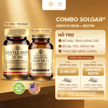 Viên Uống Solgar Gentle Iron 90 viên - Bổ Sung Sắt, Tăng Hồng Cầu, Bổ Máu,Hỗ Trợ Sức Khỏe Phụ Nữ Mang Thai