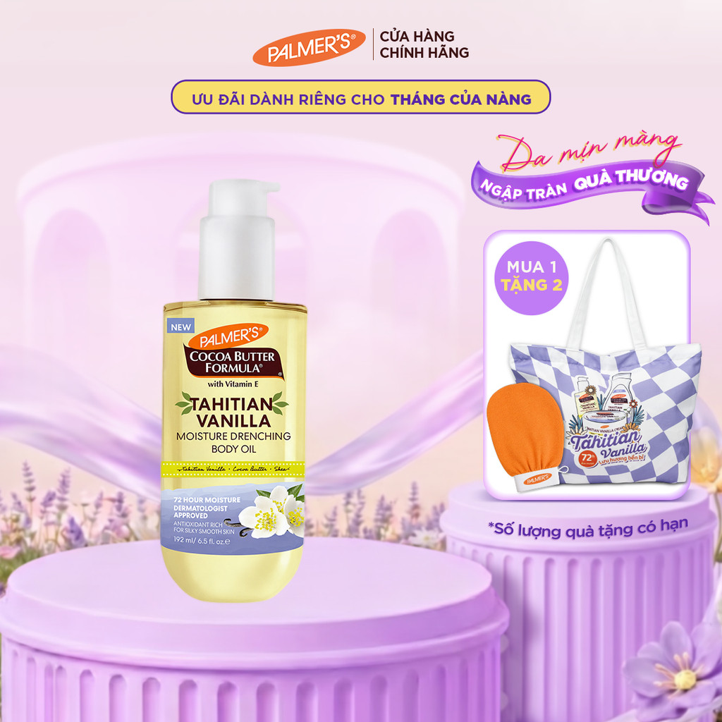 [Mới] Dầu Dưỡng Thể Toàn Thân Palmer's Tahitian Vanilla Body Oil 192ml - Dưỡng Ẩm 72h, Căng Bóng & Không Bết Dính