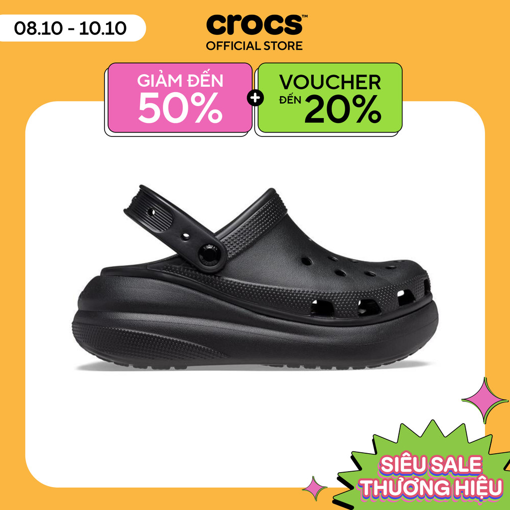 Giày Clog Unisex Crocs Crush Classic - Black - 207521-001