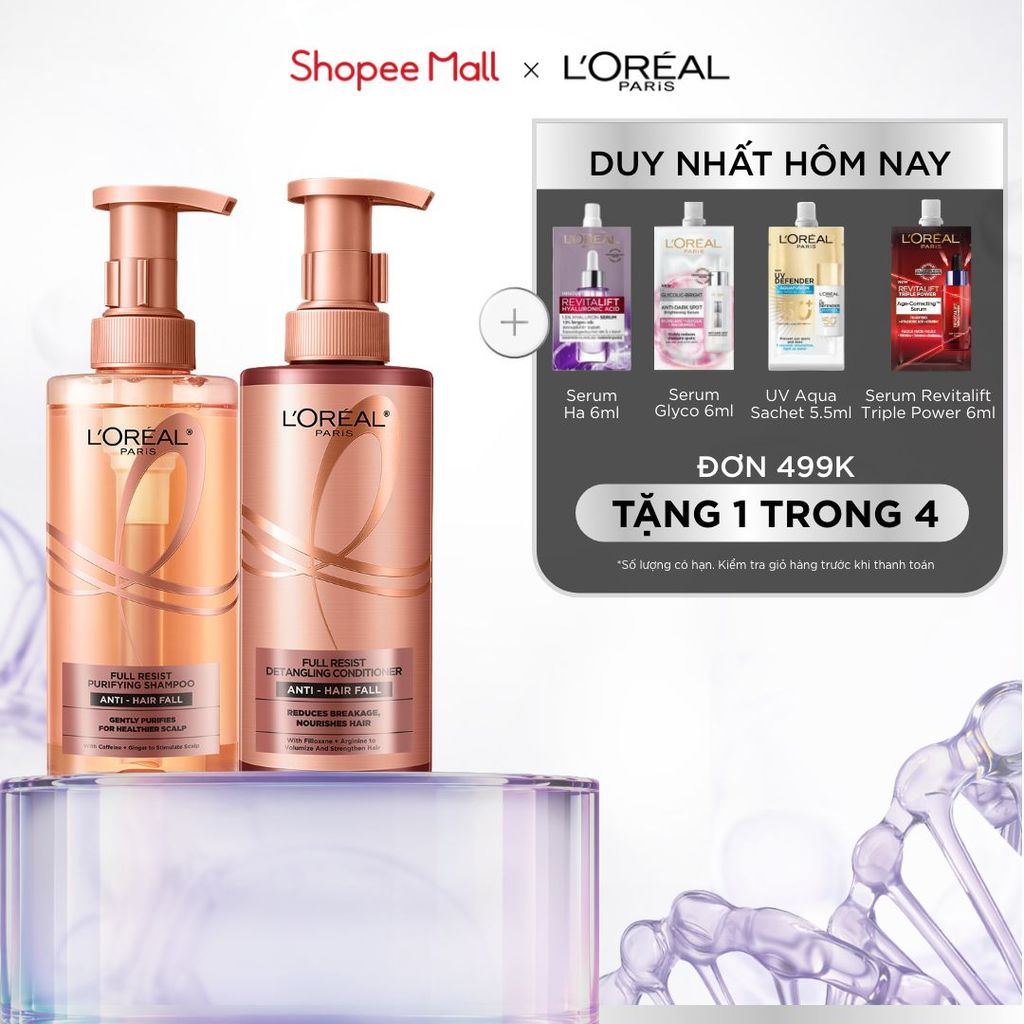 Bộ đôi dầu gội xả ngăn ngừa & giảm gãy rụng tóc, giúp tóc chắc khỏe hơn L’oreal Paris Elseve Full Resist 440ml