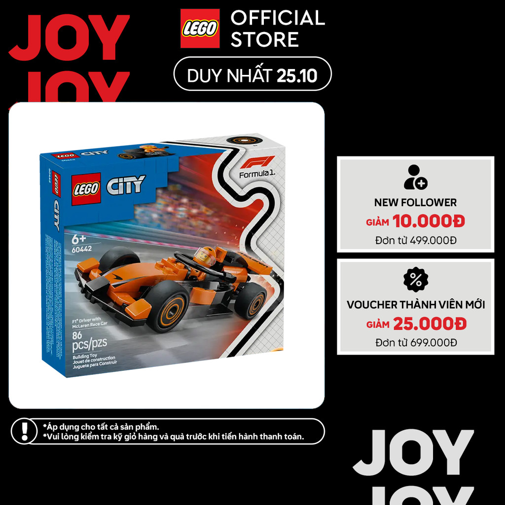 LEGO CITY 60442 Đồ Chơi Lắp Ráp Xe Đua F1 (86 chi tiết)