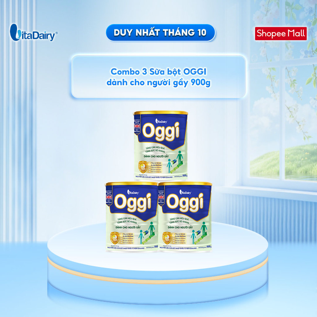 [COMBO 3 LON] Sữa bột Oggi dành cho người gầy - Bổ sung năng lượng, hỗ trợ tăng cân khoẻ - Lon 900g