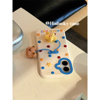 Ốp Lưng Silicon Ngôi Sao Gấu Cho iPhone 17ProMax 16ProMax 15ProMax Apple iPhone Case Màu Xanh Vàng Chống Rơi Phong Cách Y2K