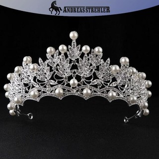 Onetimingfine 2019 Thời Trang Mới Cưới Pha Lê Ngọc Trai Vương Miện Kim Cương Giả Tiara Cô Dâu Băng Đô Quấn Tóc VN