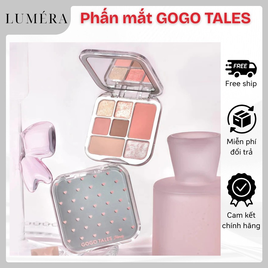 [HỎA TỐC] Bảng phấn mắt GOGO TALES GT812 7 ô nắp bạc tráng gương trái tim Handy Girlish Palette 12g