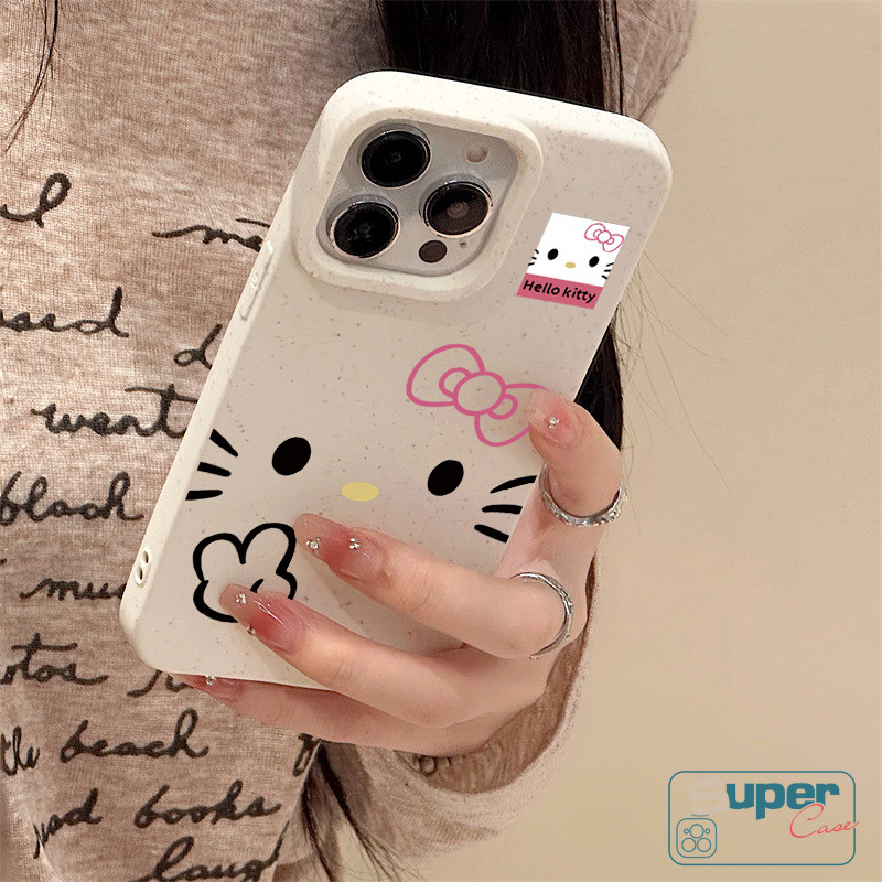 Ốp Lưng Tương Thích Cho IPhone 11 15 13 16 17 Pro Max Air XR 14 12 Pro Max X XS Max 7 13 12 16 17 Pro 8 14 15 6 6s 16 Plus SE 2020 Hoạt Hình Dễ Thương Wink Hello Kitty Bìa mềm nơ