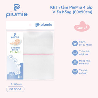 Piumie Khăn tắm gạc xô Piu Miu 4 lớp, 100% sợi bông cao cấp an toàn với em bé, dày dặn và thấm hút tốt.