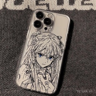 Phác thảo Asuka Cô gái văn học Anime Phong cách nghệ thuật Vỏ điện thoại trong suốt Thích hợp cho iPhone 17promax 16 15promax 14pro 13 xr 17air 16plus 15pro 14promax Vỏ chống sốc chống mồ hôi