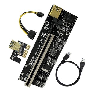 VER009S Plus PCI-E Riser Card 009S Plus PCIE X1 đến X16 4Pin 6Pin Power USB 3.0 Cáp cho Bitcoin Litecoin Mining Rig A