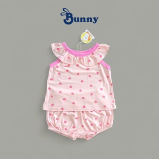 Bộ hè bé gái Bunny cổ bèo chất thun lạnh mềm mát thoáng khí size 4-15kg(2)