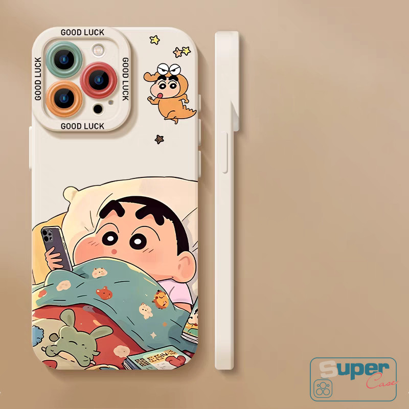 Ốp Lưng Cho Redmi 14C 12C 10A 10C 9A 13C 13 12 9 A3 10 9C NFC A1 A2 9T Note 11 14 8 12 10 10s 11s 11 Pro Poco C55 C65 C75 Cặp Đôi Hoạt Hình Dễ Thương Crayon Shin-Chan Ngủ Bao da
