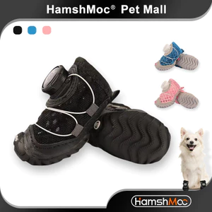 HamshMoc Giày bốt cho chó Thiết kế khóa xoắn Lưới thoáng khí Đế phản quang chống trượt để bảo vệ bàn chân 2 chiếc