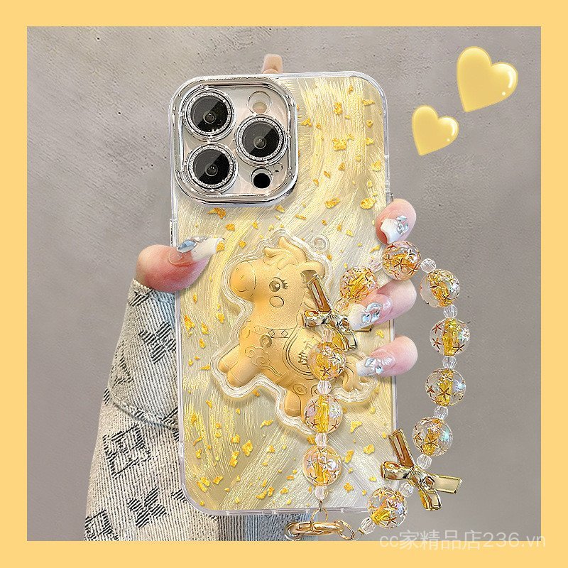 Dây chuyền treo phong phú ngay lập tức Thích hợp cho vỏ điện thoại iPhone17promax 16 sợi lông vũ 14 Phim ống kính trọn gói 15 cảm giác cao cấp