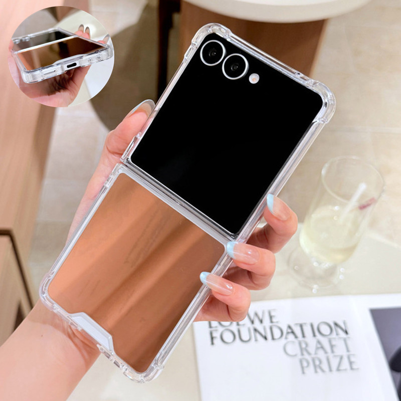 Ốp điện thoại bảo vệ gương thời trang Samsung Galalxy Z Flip 7 Z Flip 6 Z Flip 5 Z Flip 4 3 Ốp lưng mỏng chống sốc