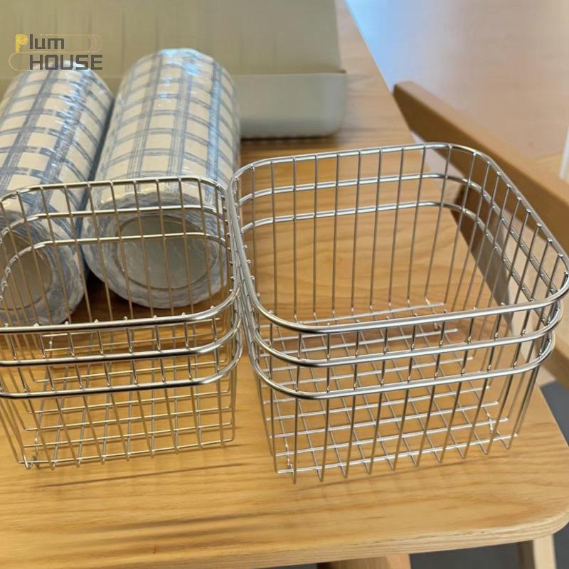 PlumHOUSE 304 Giỏ Thoát Nước Inox Hộ Gia Đình Giỏ Đựng Đồ Nhà Bếp Vuông Trái Cây Giỏ Rau Củ Mỹ Phẩm Giỏ Bảo Quản VN