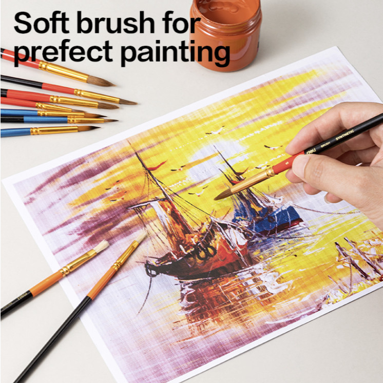Bộ Cọ Vẽ Màu Nước Acrylic Gouache Chuyên Nghiệp Deli Set 3/5/10 Cọ Vẽ Đầu Tròn Nhiều Kích Thước Lựa Chọn