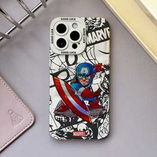 Ốp điện thoại Captain America đẹp trai cho iPhone 17 / 17Air / 16E / 15 Plus / 14 / 13 / 12 / 11 / ProMax. Chống sốc rơi. Hộp đựng túi khí kiểu áo khoác silicon lỏng che phủ toàn diện