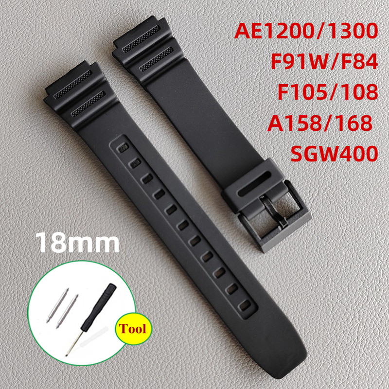 Dây đeo đồng hồ bằng nhựa cho AE1200 / 1300 W800H F105 / 108 A158 / 168 SGW400 F84 Dây đeo đồng hồ cao su silicon Dây đeo đồng hồ thể thao Dây đeo đồng hồ nam nữ màu đen