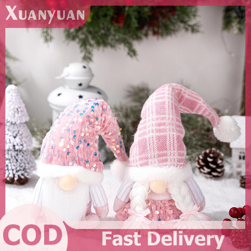 XUAN Giáng Sinh Gnome Sang Trọng Đồ Trang Trí, Búp Bê Gnomes Lùn Màu Hồng Sequin Mũ Thiết Kế Cho Gia Đình Trang Trí Bàn Giáng Sinh VN