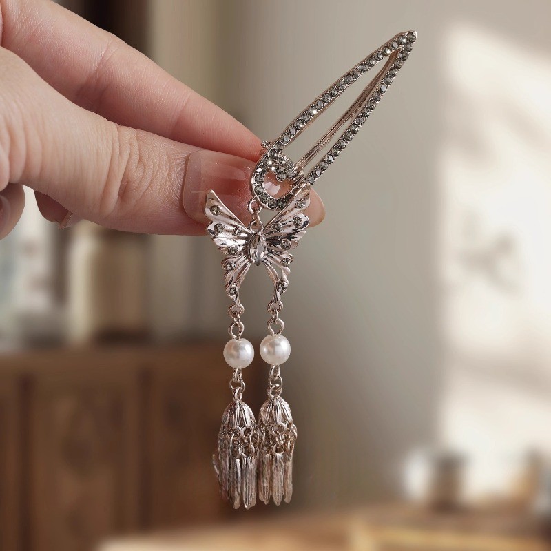 MAUROPOLI - Kẹp tóc tua rua bướm phong cách Trung Quốc, phụ kiện tóc cao cấp, nhẹ nhàng và sang trọng