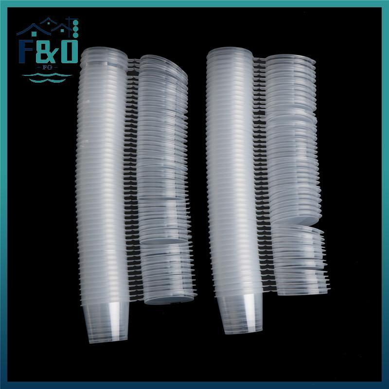 [Fast delivery] 100 Chiếc Cốc Nước Sốt Dùng Một Lần Bằng Nhựa Nhỏ Bảo Quản Thực Phẩm Hộp & Nắp Gói Trong Suốt {vn}