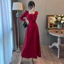 Tết đỏ Váy đầm Chiếc đầm ôm dáng cỡ lớn với dây đeo mảnh này rất phù hợp cho các bữa tiệc, sinh nhật và mọi dịp trang trọng. dài có tay thiết kế tiệc sang chảnh đầm xinh babydoll công sở cao cấp tiể
