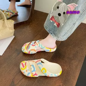 SAMO 1 Đôi Dép Nữ, Chất Liệu EVA Nắp Mũi Chống Va Chạm EVA Trượt, Họa Tiết Da Báo Khuôn Một Mảnh Chống Thấm Nước Xây Dựng Bề Mặt Nhanh Khô Dép Đi Trong Nhà Mặc Ngoài Trời