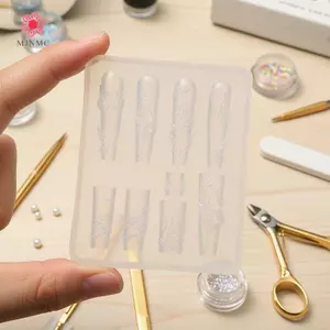 MJnmc Dập Nổi Họa Tiết Móng Tay Nghệ Thuật Khuôn 1 Chiếc Silicon Trong Suốt Cao Hồ Thiên Nga Cho 3D Trang Trí Làm Móng Tay Salon Sử Dụng Mới