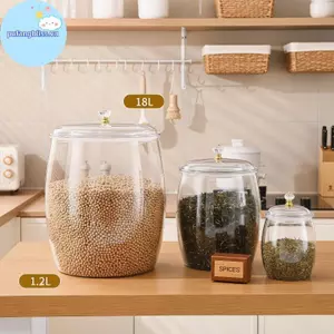 Pufangbliss Trong Suốt Bột Ngũ Cốc Bảo Quản Bình Có Nắp Kín Ngũ Cốc Hộp Bảo Quản Miệng Rộng Kẹo Bánh Quy Bình Trà Nhà Bếp Tổ Chức VN