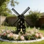 Top Garden Stake Mảng bám kim loại Mill Shape Accent Black Yard với hai mũi nhọn và kích thước 30cm cho phần hoa Bãi cỏ Se