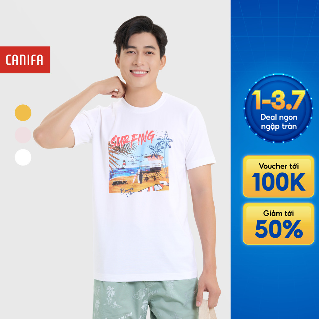 Áo phông nam CANIFA cộc tay thấm hút nhanh khô 8TS25S008