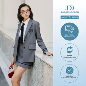 Sét áo blazer dáng suông ve mèo 5B07.2408K, Chân váy đè dây gấu A 4S27.2408K thiết kế bởi JM Dress Design