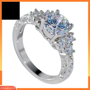 Một thế giới| Sang trọng Cubic Zirconia dát nữ đính hôn Tiệc cưới Nhẫn trang sức