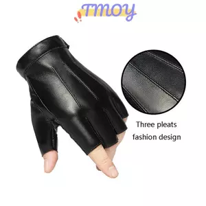 TMOY Găng Tay Nam Ngón Tay Da PU Động Cơ Punk Găng Tay Nam Găng Tay Bla Nửa Ngón Ngoài Trời Nam Da Lái Xe Găng Tay TMOY