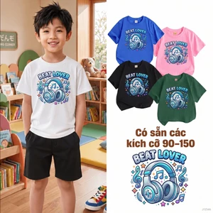 Áo thun bé trai năng động họa tiết tai nghe Mềm mại bé trai nhỏ