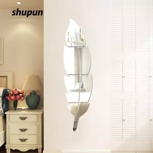 Nhãn dán tường gương acrylic SHUPUN, Nhãn dán tường có thể tháo rời màu bạc, decal bề mặt nhẵn Acrylic Tự dính 28,74 x 7.09 trong phòng tắm nghệ thuật treo tường tự dính