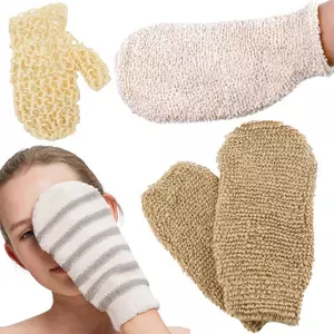 KUZHEN 1 Găng tay đi tắm Tẩy Tế Bào Chết Găng Tay Chà Sợi Tre Tự Nhiên Loại Bỏ Da Chết Làm Sạch Sâu Găng tay đi tắm Hai Mặt HOT