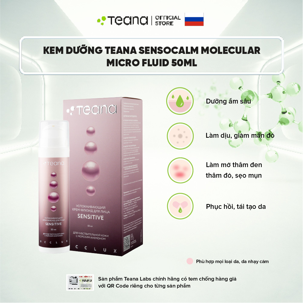 Kem dưỡng Teana Occlux Molecular Microfluid Sensocalm làm dịu, tái tạo da 50ml