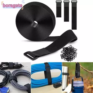 Dây đeo móc và vòng lặp BORAGETE, Dây đeo dây có thể điều chỉnh chiều dài cắt miễn phí, với 25 khóa may màu đen DIY