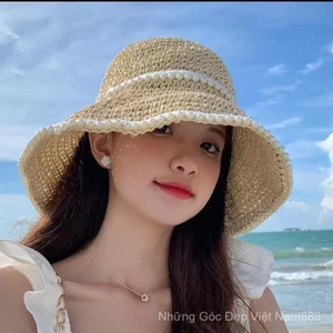 Mũ Nữ Xuân Hè Phù Hợp Với Vành Lớn Mũ Rơm Mùa Hè Mũ Xô Bên Biển Mặt Nhỏ Mũ Chống Nắng Phiên Bản Hàn Quốc Mũ Chống Nắng