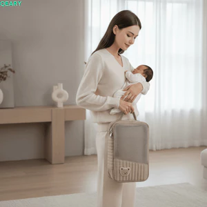 Túi đựng tã lưới QEARY, Khối đóng gói bé có khóa kéo nhỏ gọn, Túi đựng xe đẩy sọc mềm mại có thể gập lại Hành lý sắp xếp chăm sóc trẻ sơ sinh
