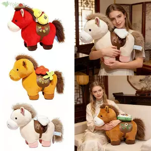 YOLOGO Đỏ Ngựa May Mắn Đồ Chơi Sang Trọng, 16cm / 20cm Cao Cấp Sang Trọng Thú Nhồi Bông, Thú Nhồi Bông Mềm 2026 Cung Hoàng Đạo Ngựa Mặt Dây Chuyền Trang Trí