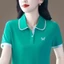 Áo thun nữ tay ngắn ôm vừa vặn mùa hè mới thời trang giản dị thêu ve áo cho nữ