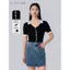 🔥có hàng sẵn🔥áo thun nữ tay ngắn áo polo nữ áo thun cổ bẻ nữ Ayline Ve Áo Thun Nữ Tay Ngắn Cổ Áo polo Màu Sắc Tương Phản Ôm Cổ Chữ V Ngắn 26 Mùa Hè Phong Cách Mới Đan