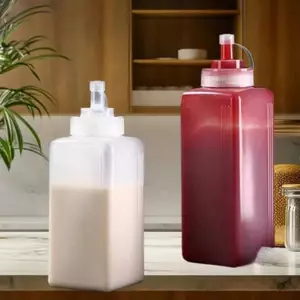 Ziyulinyuk 600 / 800 / 1000ML Bóp Nước Sốt Chai Gia Vị Miệng Lớn Chống Bụi Gia Vị Nhà Bếp Salad Nước Sốt Dầu Ô Liu VN